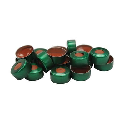 Chromatography Research Supplies 11 mm Green Crimp Cap and Standard Seal (100/pk)